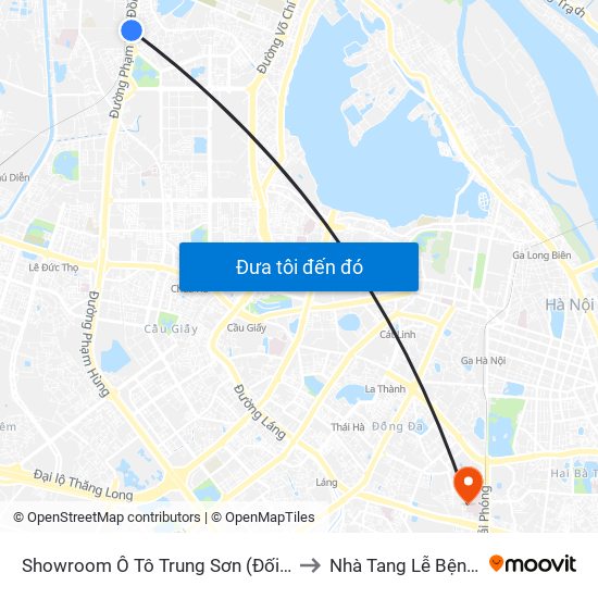 Showroom Ô Tô Trung Sơn (Đối Diện 315 Phạm Văn Đồng) to Nhà Tang Lễ Bệnh Viện Bạch Mai map