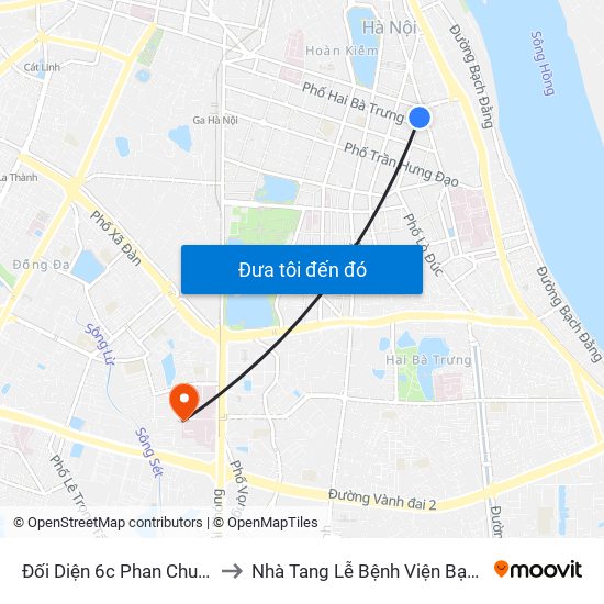 Đối Diện 6c Phan Chu Trinh to Nhà Tang Lễ Bệnh Viện Bạch Mai map