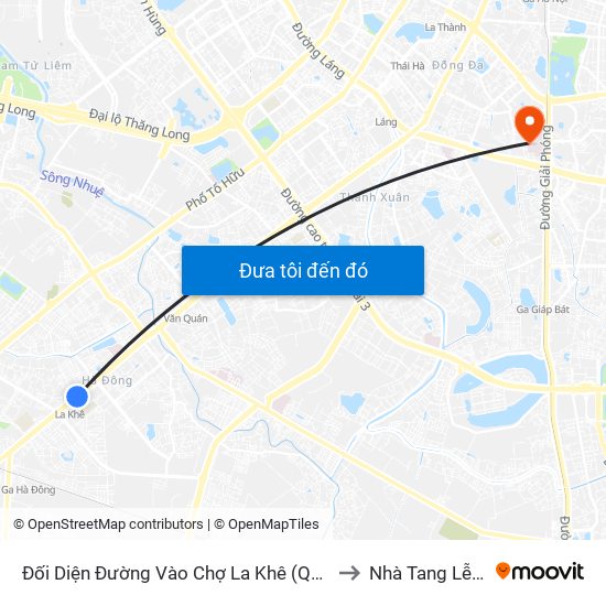 Đối Diện Đường Vào Chợ La Khê (Qua Ga Metro La Khê) - 405 Quang Trung (Hà Đông) to Nhà Tang Lễ Bệnh Viện Bạch Mai map