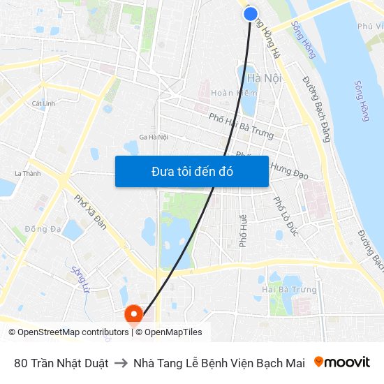 80 Trần Nhật Duật to Nhà Tang Lễ Bệnh Viện Bạch Mai map