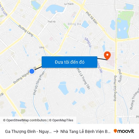 Ga Thượng Đình - Nguyễn Trãi to Nhà Tang Lễ Bệnh Viện Bạch Mai map