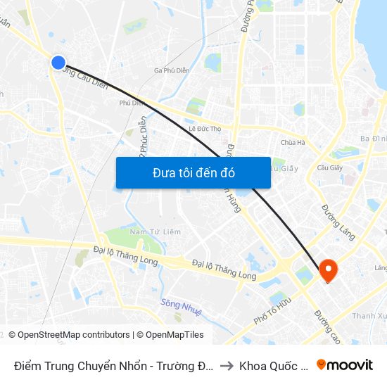 Điểm Trung Chuyển Nhổn - Trường Đại Học Công Nghiệp Hà Nội - Đường 32 to Khoa Quốc Tế Đh Quôc Gia map