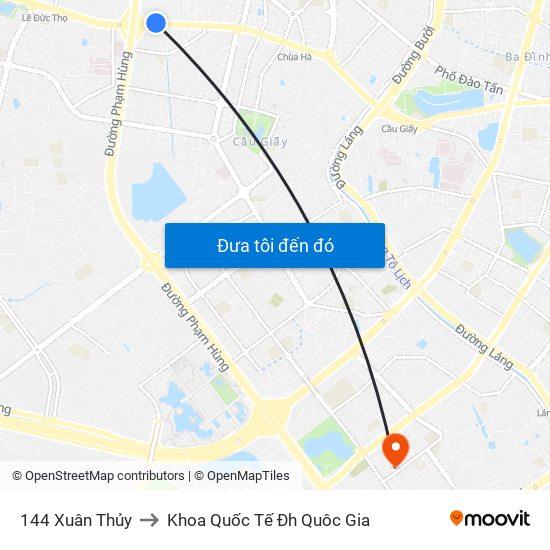 144 Xuân Thủy to Khoa Quốc Tế Đh Quôc Gia map