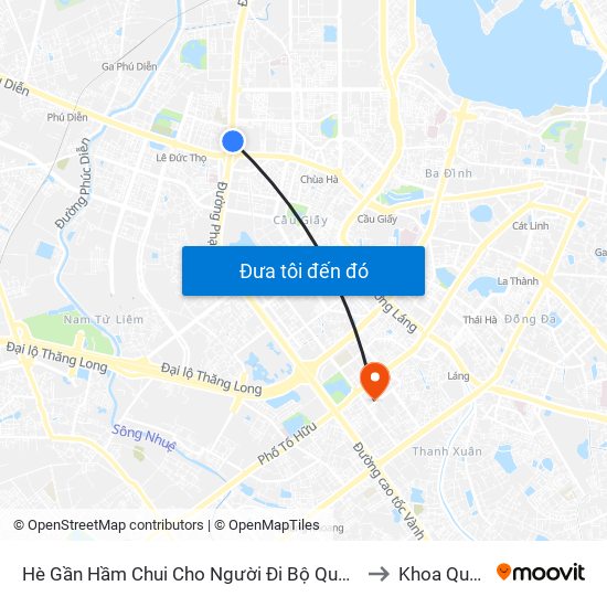 2b Phạm Văn Đồng to Khoa Quốc Tế Đh Quôc Gia map
