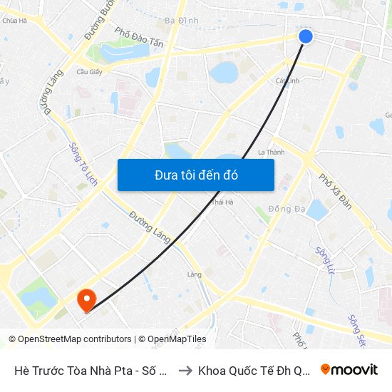 Hè Trước Tòa Nhà Pta - Số 1 Kim Mã to Khoa Quốc Tế Đh Quôc Gia map