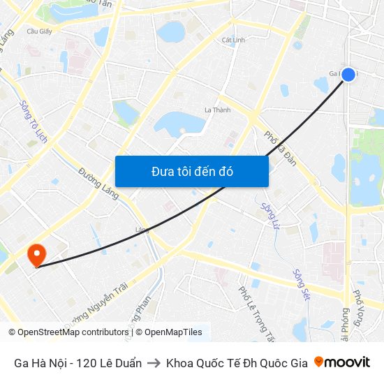 Ga Hà Nội - 120 Lê Duẩn to Khoa Quốc Tế Đh Quôc Gia map