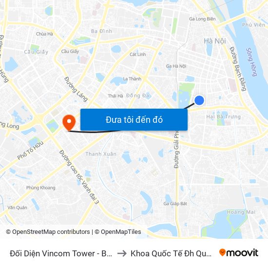 Đối Diện Vincom Tower - Bà Triệu to Khoa Quốc Tế Đh Quôc Gia map