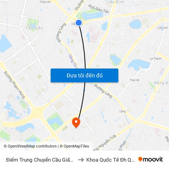 Điểm Trung Chuyển Cầu Giấy - Gtvt 02 to Khoa Quốc Tế Đh Quôc Gia map