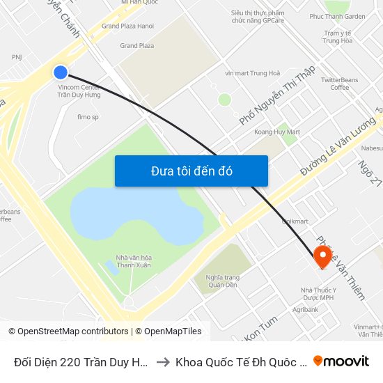 Đối Diện 220 Trần Duy Hưng to Khoa Quốc Tế Đh Quôc Gia map