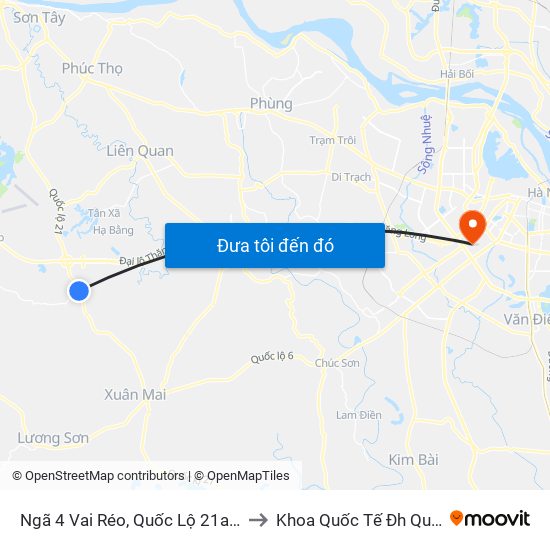 Ngã 4 Vai Réo, Quốc Lộ 21a - Đt446 to Khoa Quốc Tế Đh Quôc Gia map