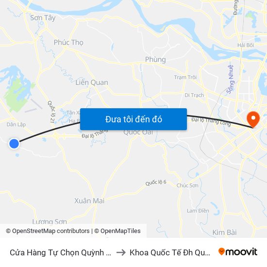 Cửa Hàng Tự Chọn Quỳnh Lương to Khoa Quốc Tế Đh Quôc Gia map