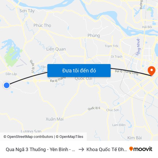 Qua Ngã 3 Thuống - Yên Bình - Thạch Thất 10m to Khoa Quốc Tế Đh Quôc Gia map