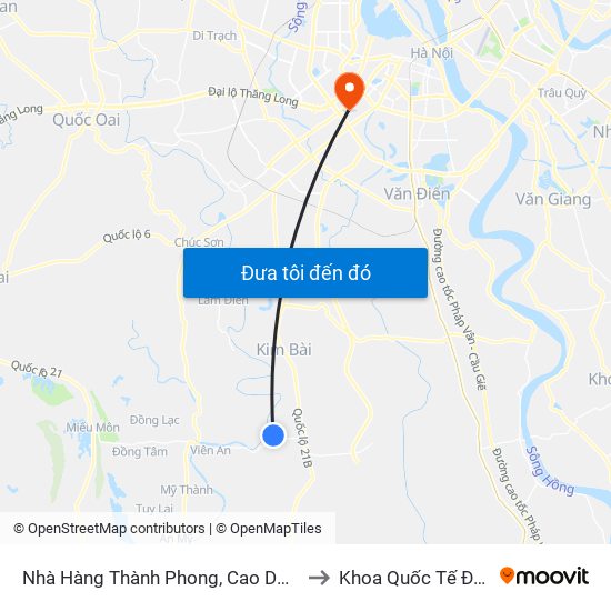 Nhà Hàng Thành Phong, Cao Dương - Tỉnh Lộ 429 to Khoa Quốc Tế Đh Quôc Gia map