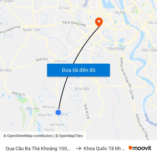 Qua Cầu Ba Thá Khoảng 100m-Tỉnh Lộ 429 to Khoa Quốc Tế Đh Quôc Gia map