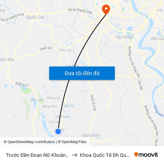 Trước Đền Đoan Nữ Khoảng 50m to Khoa Quốc Tế Đh Quôc Gia map