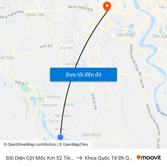 Đối Diện Cột Mốc Km 52 Tỉnh Lộ 419 to Khoa Quốc Tế Đh Quôc Gia map