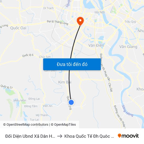 Đối Diện Ubnd Xã Dân Hòa to Khoa Quốc Tế Đh Quôc Gia map