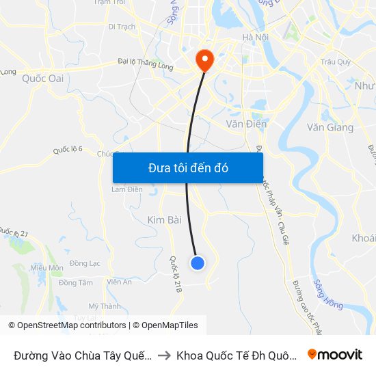 Đường Vào Chùa Tây Quế Sơn to Khoa Quốc Tế Đh Quôc Gia map