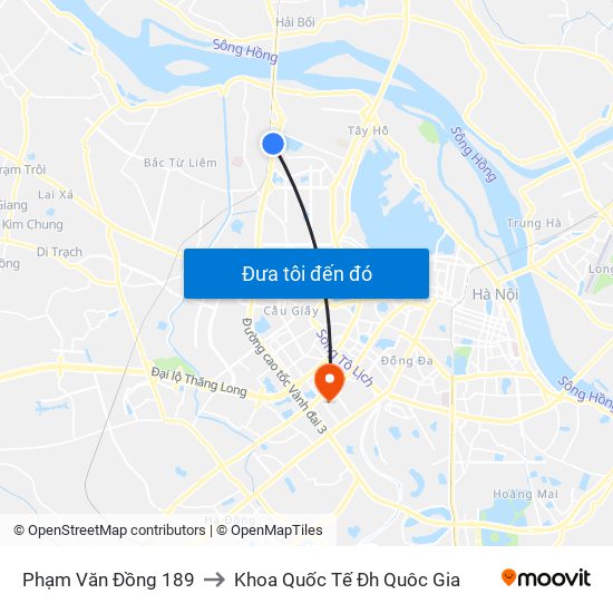 Phạm Văn Đồng 189 to Khoa Quốc Tế Đh Quôc Gia map