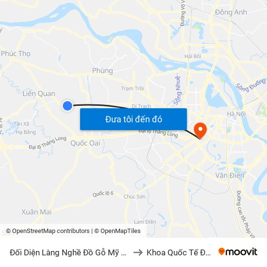 Đối Diện Làng Nghề Đồ Gỗ Mỹ Nghệ Thạch Thất to Khoa Quốc Tế Đh Quôc Gia map