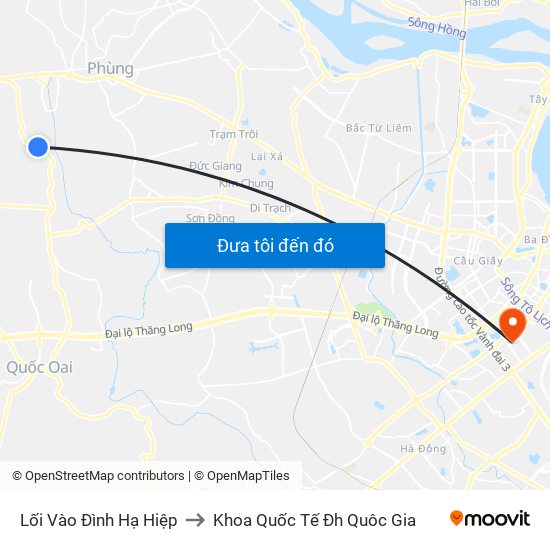 Lối Vào Đình Hạ Hiệp to Khoa Quốc Tế Đh Quôc Gia map