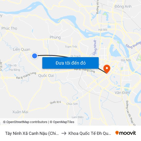 Tây Ninh Xã Canh Nậu (Chiều Về) to Khoa Quốc Tế Đh Quôc Gia map