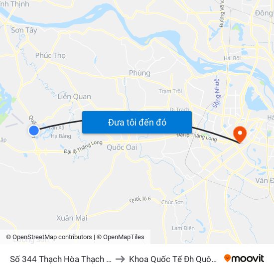 Số 344 Thạch Hòa Thạch Thất to Khoa Quốc Tế Đh Quôc Gia map