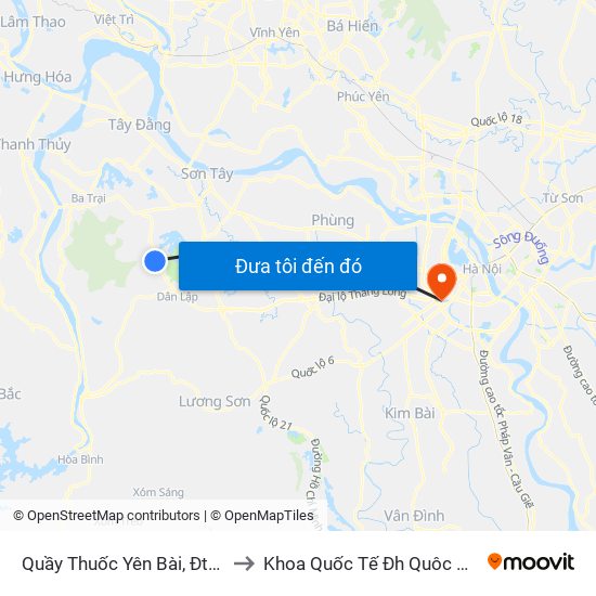 Quầy Thuốc Yên Bài, Đt87 to Khoa Quốc Tế Đh Quôc Gia map