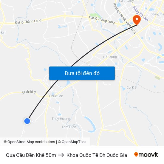 Qua Cầu Dền Khê 50m to Khoa Quốc Tế Đh Quôc Gia map