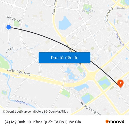 (A) Mỹ Đình to Khoa Quốc Tế Đh Quôc Gia map