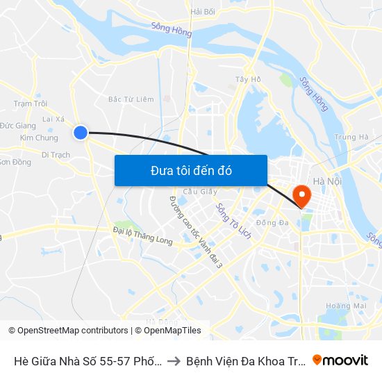 Hè Giữa Nhà Số 55-57 Phố Nhổn to Bệnh Viện Đa Khoa Trí Đức map