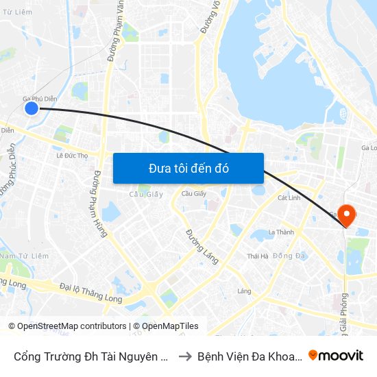 Cổng Trường Đh Tài Nguyên Môi Trường to Bệnh Viện Đa Khoa Trí Đức map