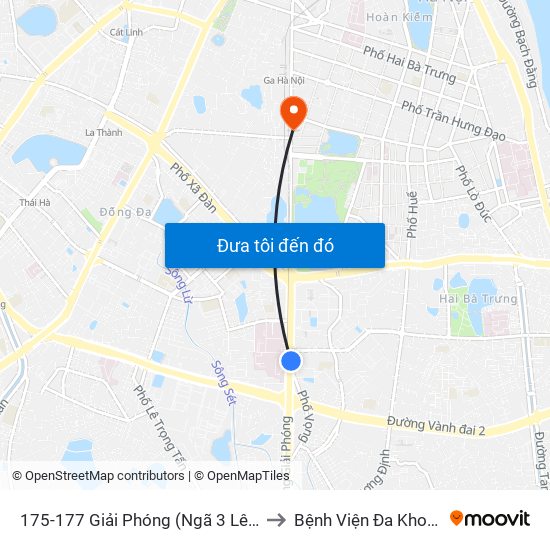 175-177 Giải Phóng (Ngã 3 Lê Thanh Nghị) to Bệnh Viện Đa Khoa Trí Đức map