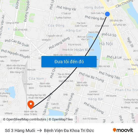 Số 3 Hàng Muối to Bệnh Viện Đa Khoa Trí Đức map