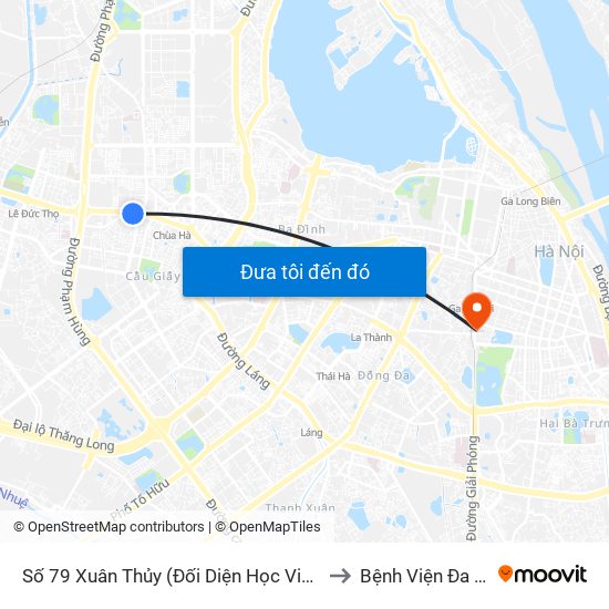 Số 79 Xuân Thủy (Đối Diện Học Viện Báo Chí Và Tuyên Truyền) to Bệnh Viện Đa Khoa Trí Đức map