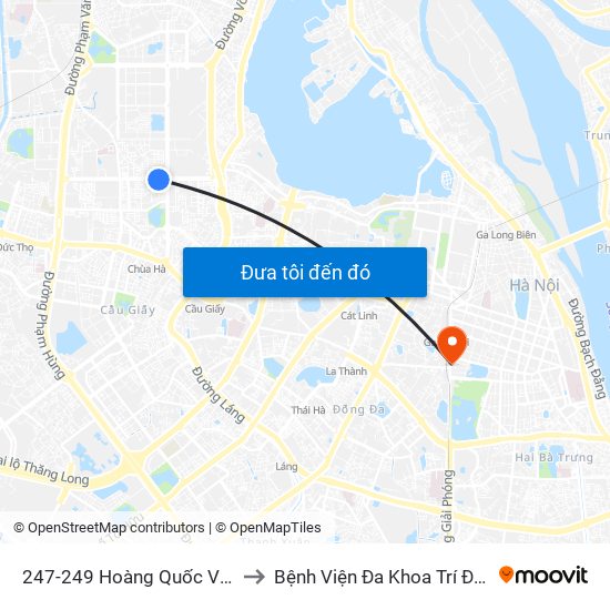 247-249 Hoàng Quốc Việt to Bệnh Viện Đa Khoa Trí Đức map