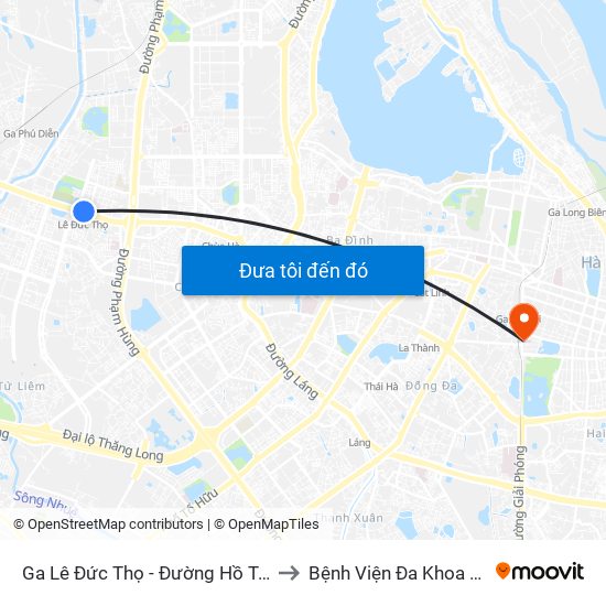 Ga Lê Đức Thọ - Đường Hồ Tùng Mậu to Bệnh Viện Đa Khoa Trí Đức map