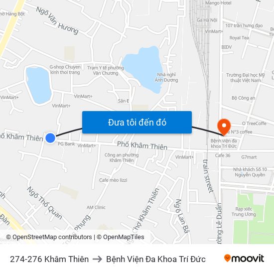 274-276 Khâm Thiên to Bệnh Viện Đa Khoa Trí Đức map