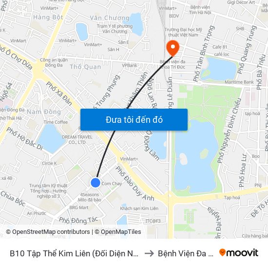 B10 Tập Thể Kim Liên (Đối Diện Ngõ 46b Phạm Ngọc Thạch) to Bệnh Viện Đa Khoa Trí Đức map