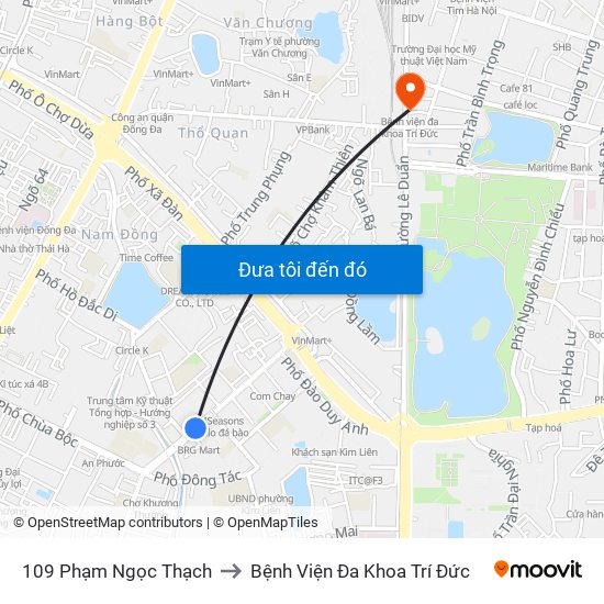 109 Phạm Ngọc Thạch to Bệnh Viện Đa Khoa Trí Đức map