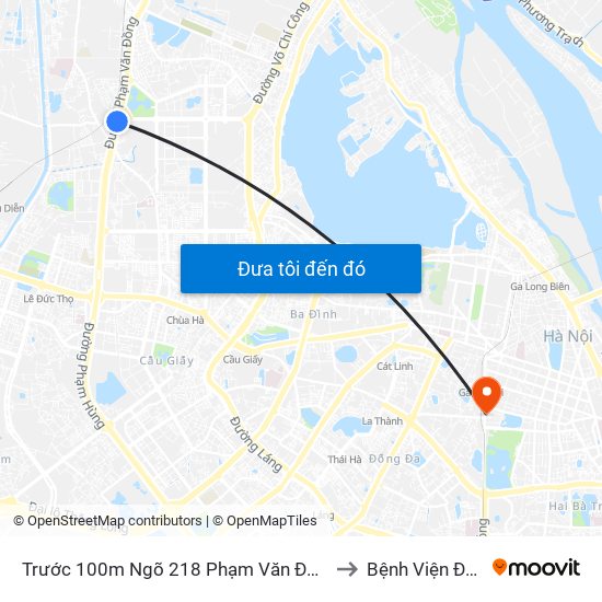 Trước 100m Ngõ 218 Phạm Văn Đồng (Đối Diện Công Viên Hòa Bình) to Bệnh Viện Đa Khoa Trí Đức map