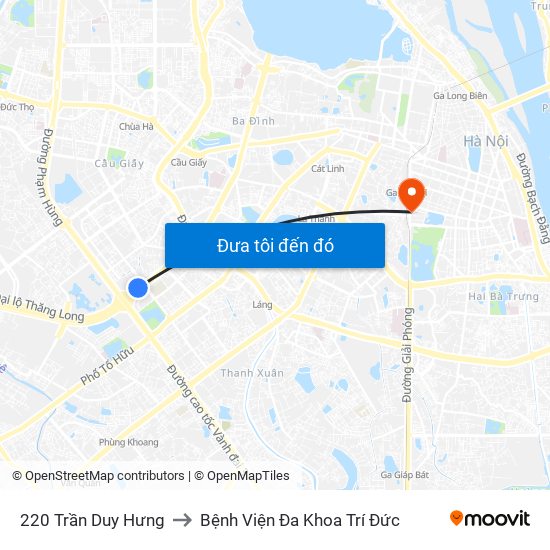 220 Trần Duy Hưng to Bệnh Viện Đa Khoa Trí Đức map