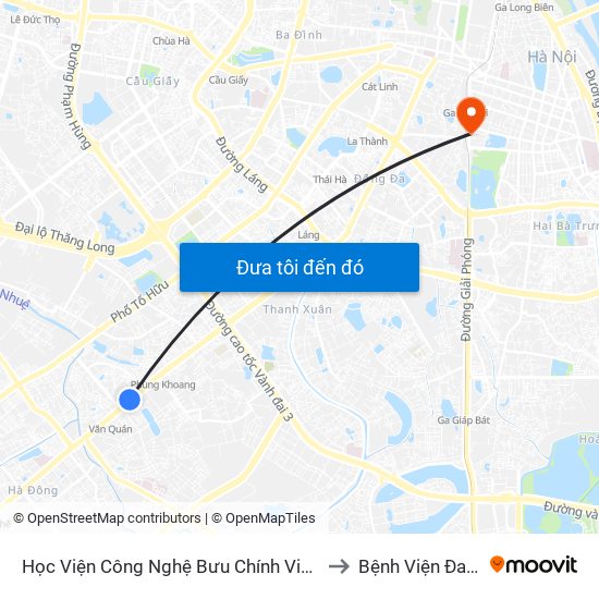 Học Viện Công Nghệ Bưu Chính Viễn Thông - Trần Phú (Hà Đông) to Bệnh Viện Đa Khoa Trí Đức map