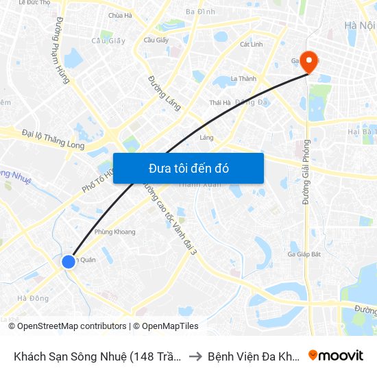 Khách Sạn Sông Nhuệ (148 Trần Phú- Hà Đông) to Bệnh Viện Đa Khoa Trí Đức map