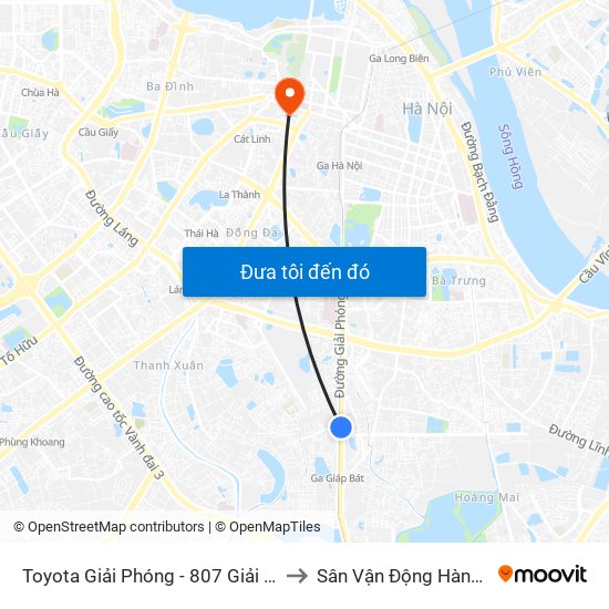 Toyota Giải Phóng - 807 Giải Phóng to Sân Vận Động Hàng Đẫy map
