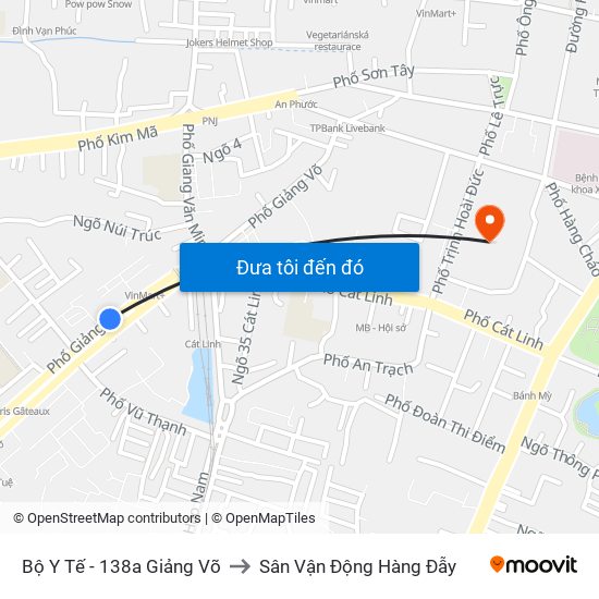 Bộ Y Tế - 138a Giảng Võ to Sân Vận Động Hàng Đẫy map