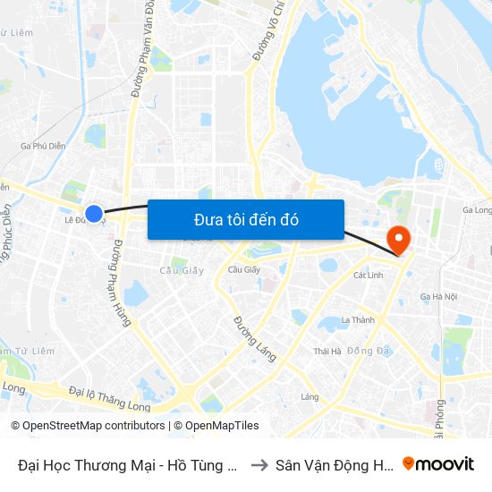Đại Học Thương Mại - Hồ Tùng Mậu (Cột Sau) to Sân Vận Động Hàng Đẫy map