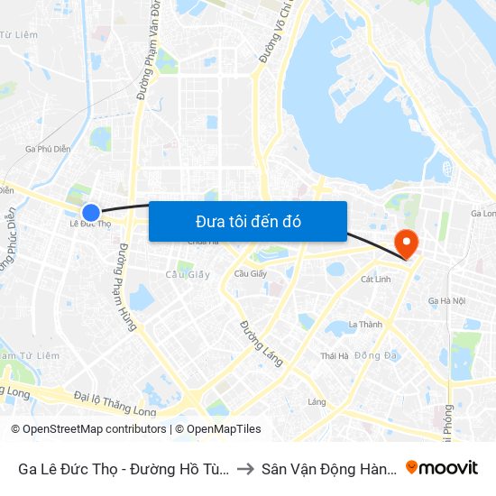 Ga Lê Đức Thọ - Đường Hồ Tùng Mậu to Sân Vận Động Hàng Đẫy map