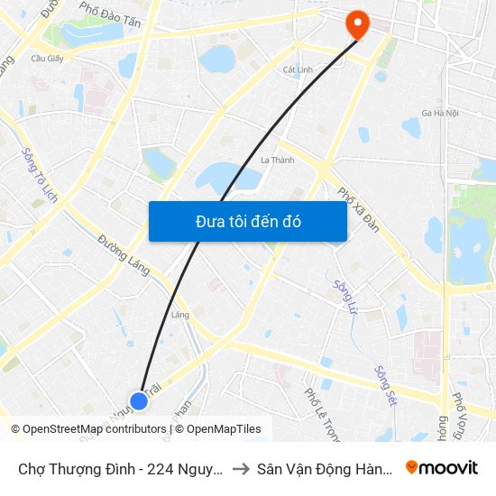 Chợ Thượng Đình - 224 Nguyễn Trãi to Sân Vận Động Hàng Đẫy map