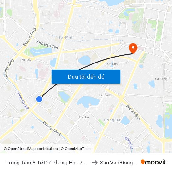 Trung Tâm Y Tế Dự Phòng Hn - 70 Nguyễn Chí Thanh to Sân Vận Động Hàng Đẫy map